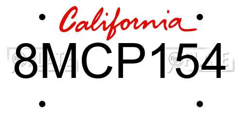 8MCP154 California License Plate