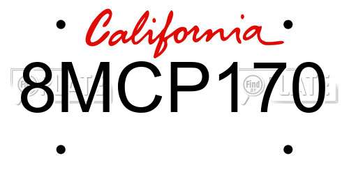 8MCP170 California License Plate