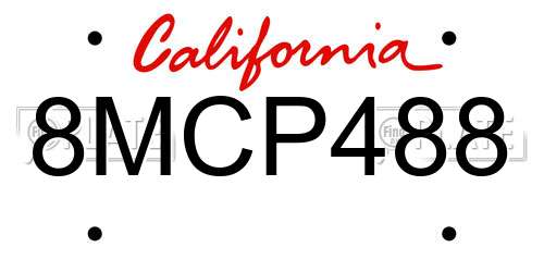 8MCP488 California License Plate