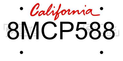 8MCP588 California License Plate