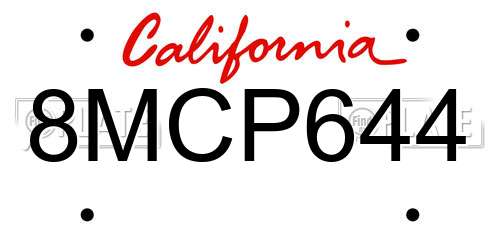 8MCP644 California License Plate