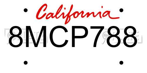 8MCP788 California License Plate