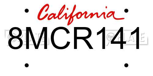 8MCR141 California License Plate
