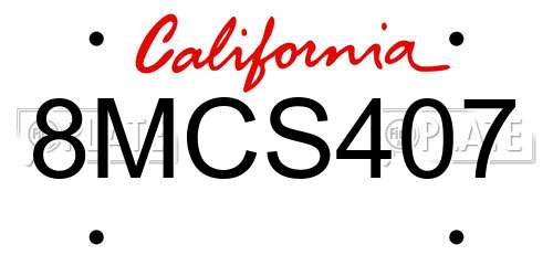 8MCS407 California License Plate