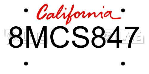 8MCS847 California License Plate