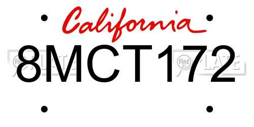 8MCT172 California License Plate