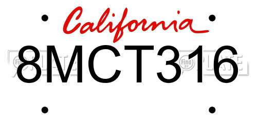 8MCT316 California License Plate