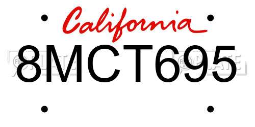 8MCT695 California License Plate