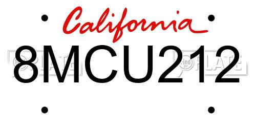 8MCU212 California License Plate