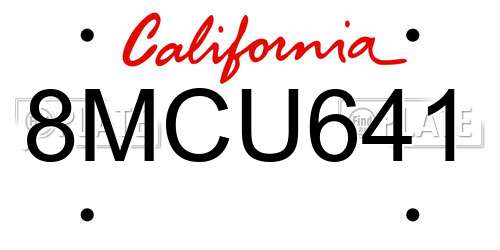 8MCU641 California License Plate