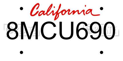8MCU690 California License Plate