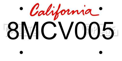 8MCV005 California License Plate