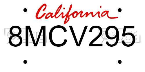 8MCV295 California License Plate