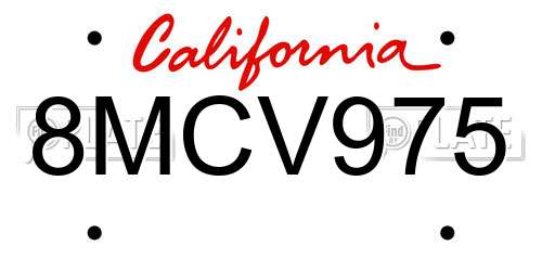 8MCV975 California License Plate