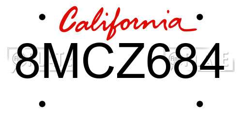 8MCZ684 California License Plate