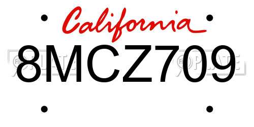 8MCZ709 California License Plate