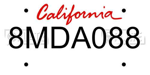 8MDA088 California License Plate