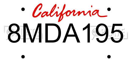 8MDA195 California License Plate