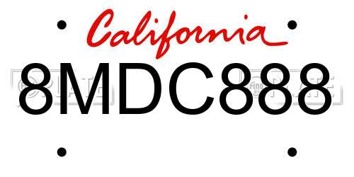 8MDC888 California License Plate