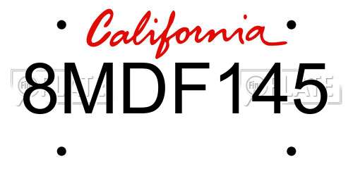8MDF145 California License Plate