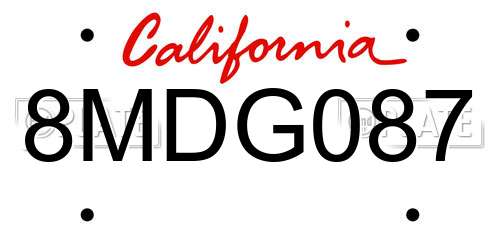 8MDG087 California License Plate