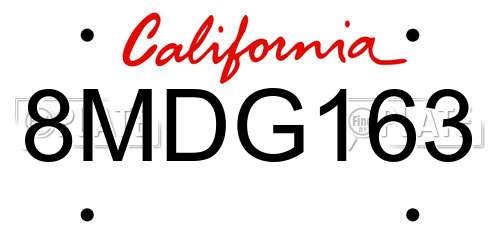 8MDG163 California License Plate