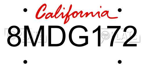 8MDG172 California License Plate
