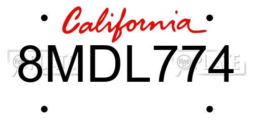 8MDL774 California License Plate