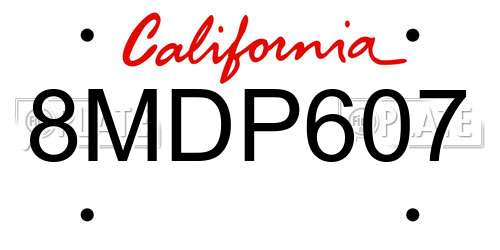 8MDP607 California License Plate