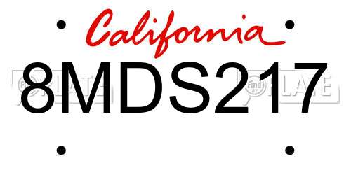 8MDS217 California License Plate