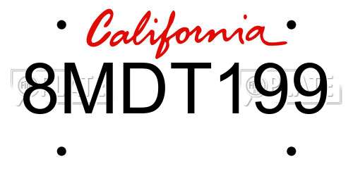 8MDT199 California License Plate