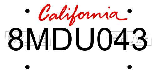 8MDU043 California License Plate