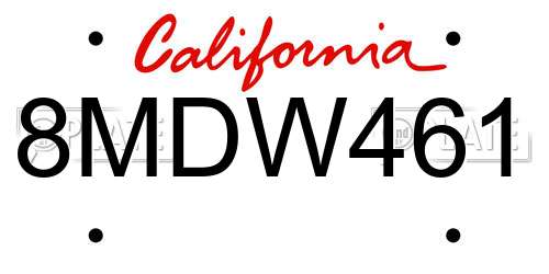 8MDW461 California License Plate