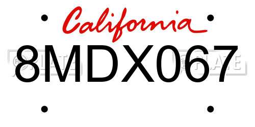 8MDX067 California License Plate