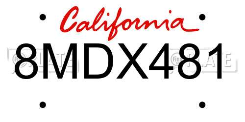 8MDX481 California License Plate