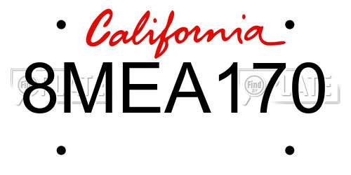 8MEA170 California License Plate