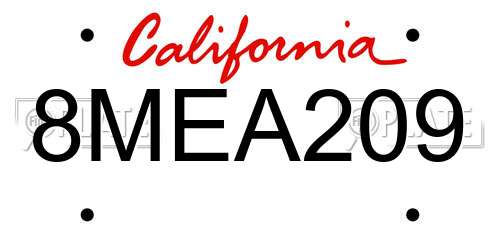 8MEA209 California License Plate