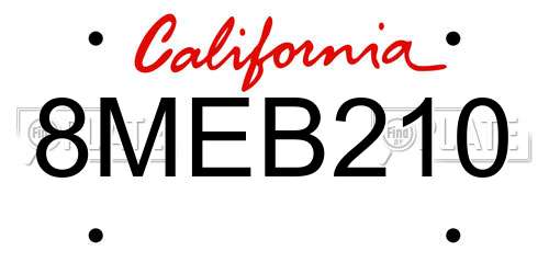 8MEB210 California License Plate