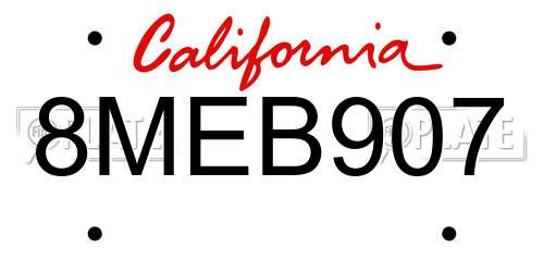 8MEB907 California License Plate