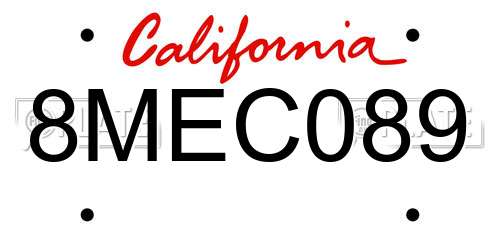 8MEC089 California License Plate