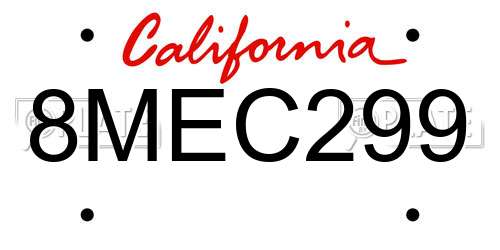 8MEC299 California License Plate