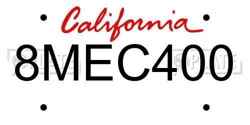 8MEC400 California License Plate