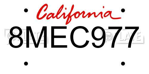 8MEC977 California License Plate