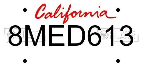 8MED613 California License Plate
