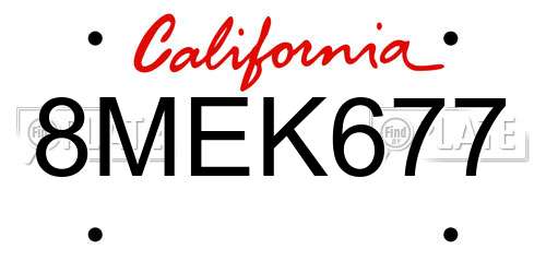8MEK677 California License Plate