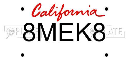 8MEK8 California License Plate