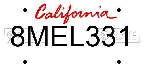 8MEL331 California License Plate