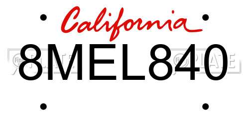 8MEL840 California License Plate