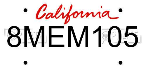 8MEM105 California License Plate