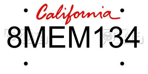8MEM134 California License Plate